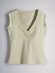 The Set 4 Pack Cross V-Neck Cap Sleeve Tops Plum Spot/Taupe/Light Pink/Pale Khaki - Image 4 of 10