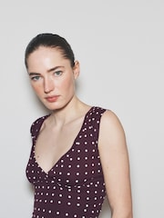 The Set 4 Pack Cross V-Neck Cap Sleeve Tops Plum Spot/Taupe/Light Pink/Pale Khaki - Image 7 of 10