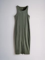 The Set 3 Pack Button Through Ribbed Maxi Jersey Dresses Brown/Khaki/Taupe - Image 4 of 6