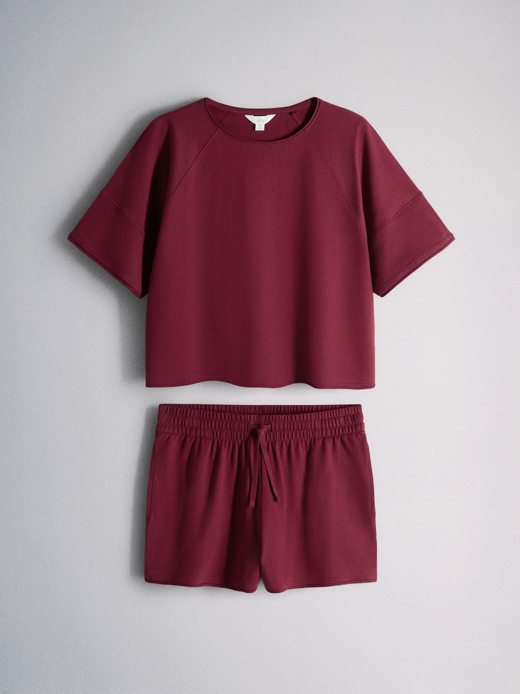 The Set 2 pack Raglan T-Shirt and Short Sweat Co-ord Red - Image 1 of 5