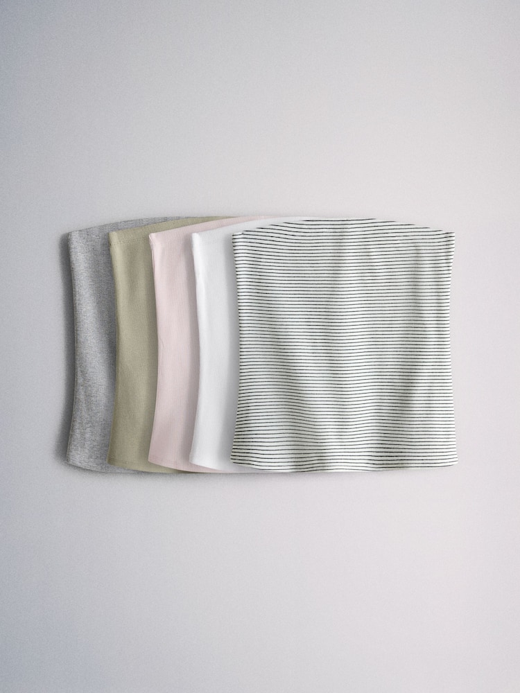 The Set 5 Pack Pastels Ribbed Bandeau Tops - Image 1 de 7