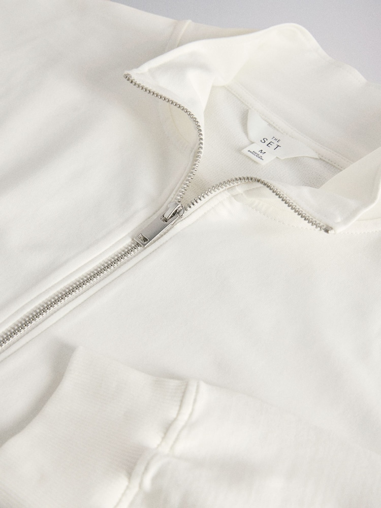 The Set 2 Pack Quarter Zip Sweatshirt and Shorts Co-ord Set White - Image 5 of 5