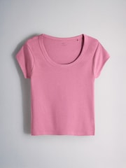 The Set 5 Pack Scoop Neck Cap Sleeve Ribbed T-Shirts Plum Purple - Image 2 of 6