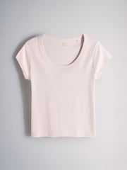 The Set 5 Pack Scoop Neck Cap Sleeve Ribbed T-Shirts Plum Purple - Image 3 of 6