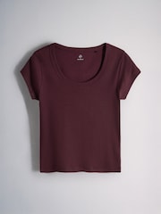The Set 5 Pack Scoop Neck Cap Sleeve Ribbed T-Shirts Plum Purple - Image 4 of 6