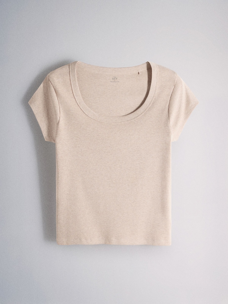 The Set 5 Pack Scoop Neck Cap Sleeve Ribbed T-Shirts Plum Purple - Image 6 of 6