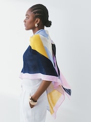 Pastelowe bloki kolorów - Linen Blend Lightweight Scarf - Obraz 2 z 7
