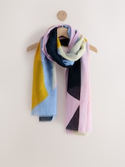 Pastelowe bloki kolorów - Linen Blend Lightweight Scarf - Obraz 5 z 7