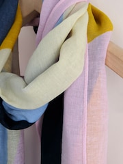 Pastelowe bloki kolorów - Linen Blend Lightweight Scarf - Obraz 7 z 7