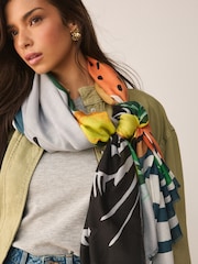 Multi Coloured Printed Summer Scene Lightweight Scarf - Image 4 of 7