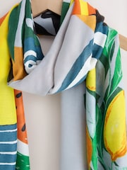 Multi Coloured Printed Summer Scene Lightweight Scarf - Image 6 of 7