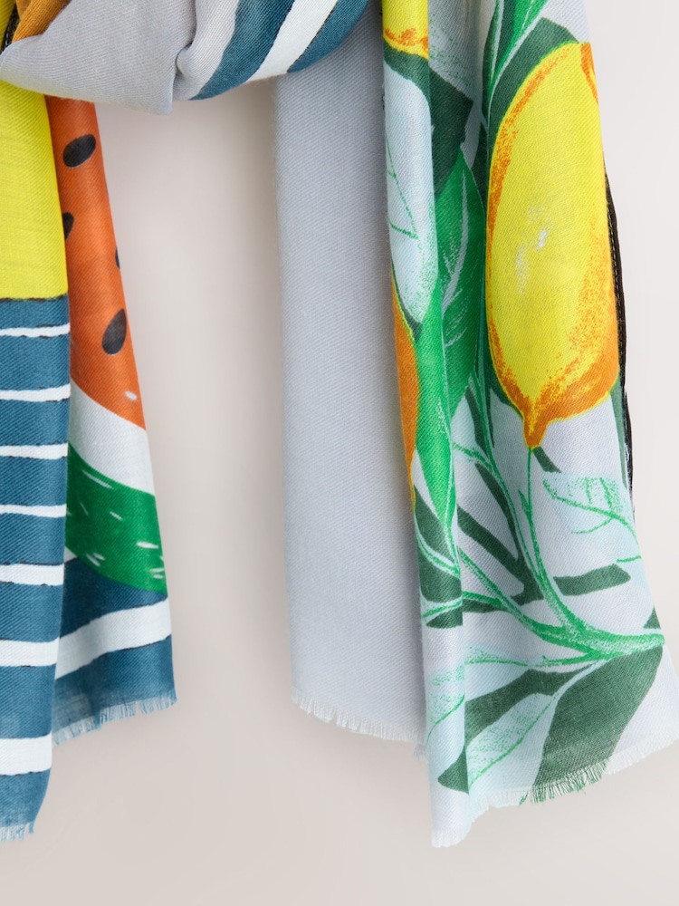 Multi Coloured Printed Summer Scene Lightweight Scarf - Image 7 of 7