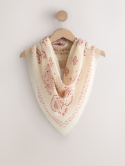 Ecru/Rot - Bandana Print Lightweight Wool Blend Square Scarf - Bild 2 von 4