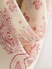 Ecru/Red Bandana Print Lightweight Wool Blend Square Scarf - Image 6 of 6