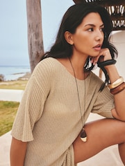 Gold Maxi Knitted Dress - Image 4 of 7
