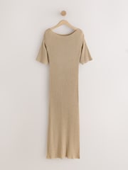 Gold Maxi Knitted Dress - Image 5 of 7