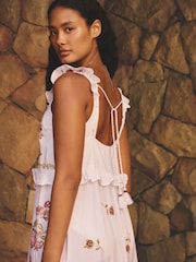 White Tie Front Embroidered Beach Cover Up - Image 6 of 7