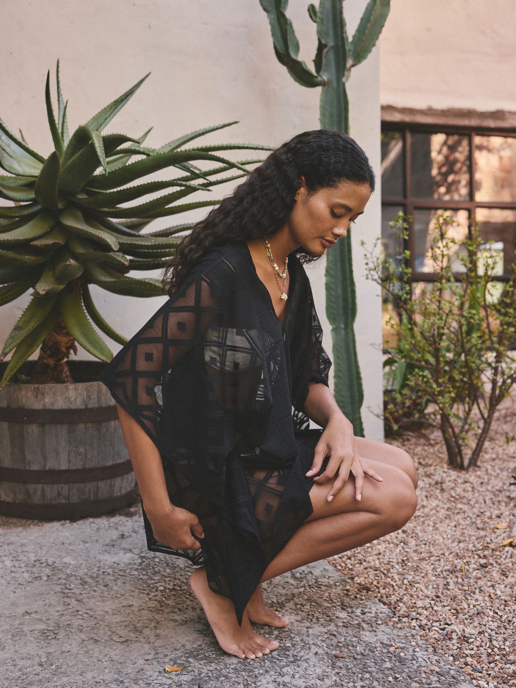 Buy Black Lace V-Neck Poncho from Next USA