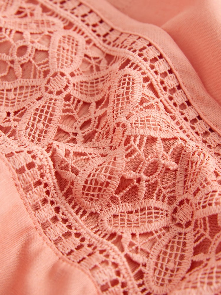 Apricot Orange Crochet Trim Tie Waist Cover-Up - Image 3 of 3
