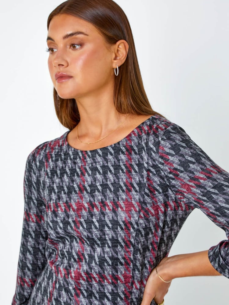 grey houndstooth dress LANVIN Size 4 Black White Wool Blend Houndstooth Short Sleeve Dress – Sui  Generis Designer Consignment main image 1