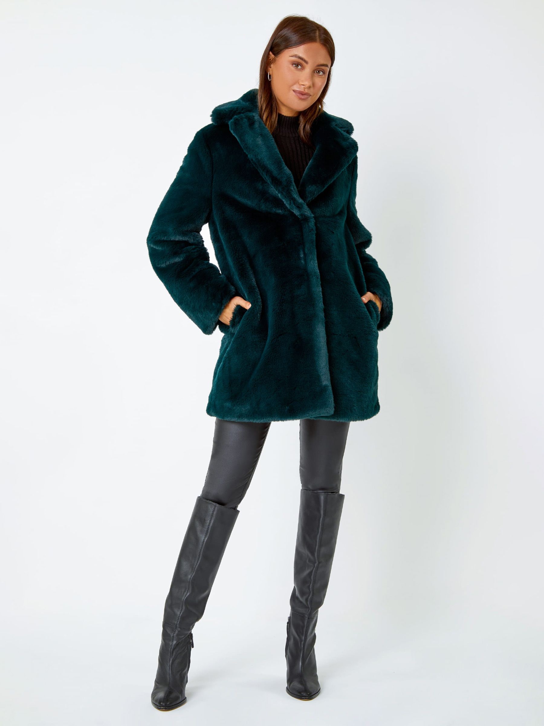 faux fur longline coat