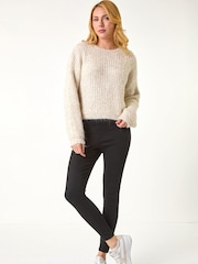 Roman Natural Fluffy Sequin Knit Jumper - Image 2 of 5