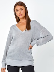 Roman Metallic Relaxed Shimmer Jumper - Image 1 of 4