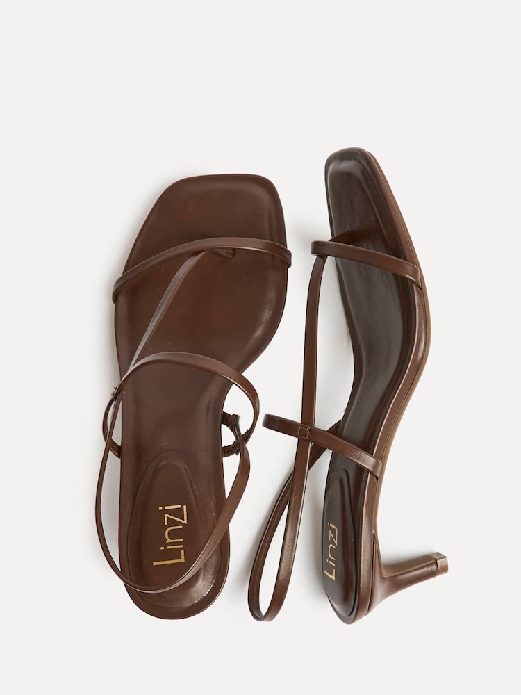 Dunkelbraun - Linzi Mode Strappy Kitten Heel Sandals - Bild 5 von 5 Dunkelbraun - Linzi Mode Strappy Kitten Heel Sandals - Bild 5 von 5