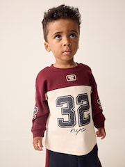 Berry/Ecru Varsity Top and Joggers Set (3mths-7yrs) - Image 2 of 8