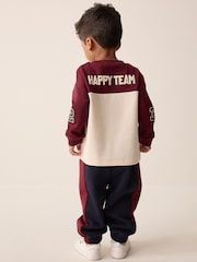 Berry/Ecru Varsity Top and Joggers Set (3mths-7yrs) - Image 3 of 8
