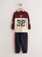 Berry/Ecru Varsity Top and Joggers Set (3mths-7yrs) - Image 4 of 8