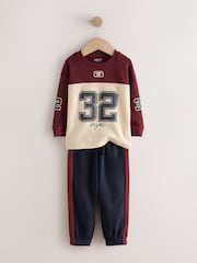Berry/Ecru Varsity Top and Joggers Set (3mths-7yrs) - Image 5 of 8