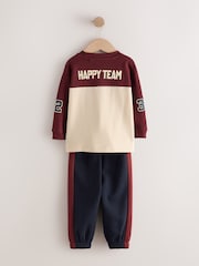 Berry/Ecru Varsity Top and Joggers Set (3mths-7yrs) - Image 6 of 8