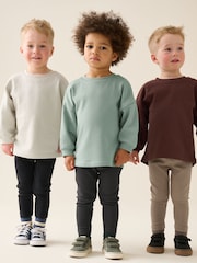 Brown/Green/Off-white Crew Top and Legging Set 3 Pack (3mths-7yrs) - Image 2 of 4