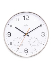 Acctim Clocks Chrome Komfort 305mm Metal Thermo Hygro Wall Clock - Image 1 of 4