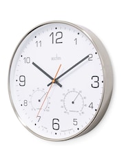 Acctim Clocks Chrome Komfort 305mm Metal Thermo Hygro Wall Clock - Image 2 of 4