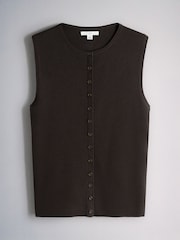The Set 3 Pack Knitted Crew Neck Waistcoats Black/Chocolate Brown/Brick Red - Image 4 of 6