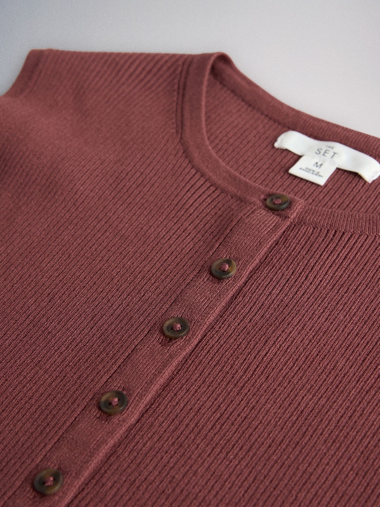 The Set 3 Pack Knitted Crew Neck Waistcoats Black/Chocolate Brown/Brick Red - Image 6 of 6