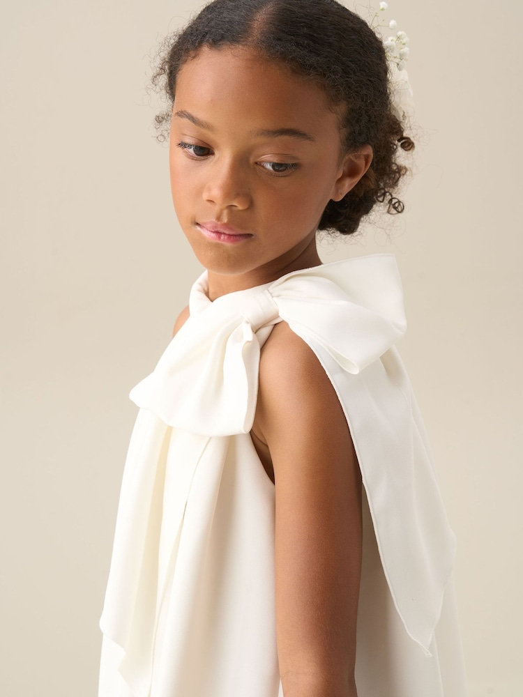 Angel & Rocket White Amelia White Bow Swing Dress - Image 2 of 8 Angel & Rocket White Amelia White Bow Swing Dress - Image 2 of 8