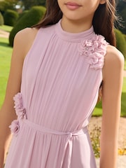 Lipsy Mauve Pink Pleated 3D Corsage Occasion Jumpsuit (5-16yrs) - Image 3 of 4