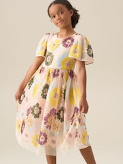 Angel & Rocket White Verity Flower Sequin Dress - Image 1 of 7