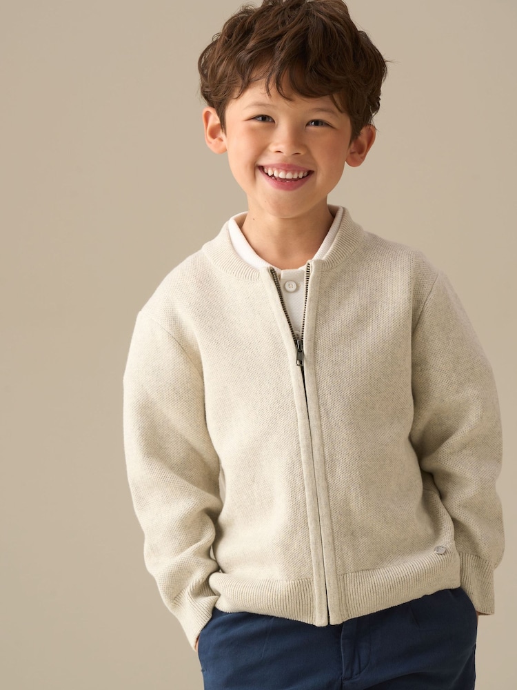 Angel & Rocket Grey Max Zip Through Knit Jacket - Image 1 of 7 Angel & Rocket Grey Max Zip Through Knit Jacket - Image 1 of 7