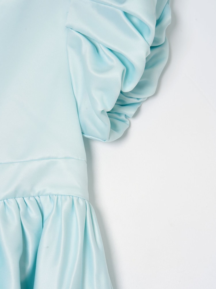 Angel & Rocket Blue Bluebell Structured Puff Sleeve Dress - Image 8 of 8 Angel & Rocket Blue Bluebell Structured Puff Sleeve Dress - Image 8 of 8