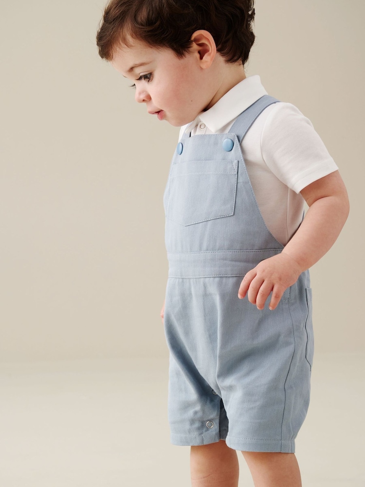 Angel & Rocket Blue Jaxson Dungaree Shorts Set - Image 1 of 7