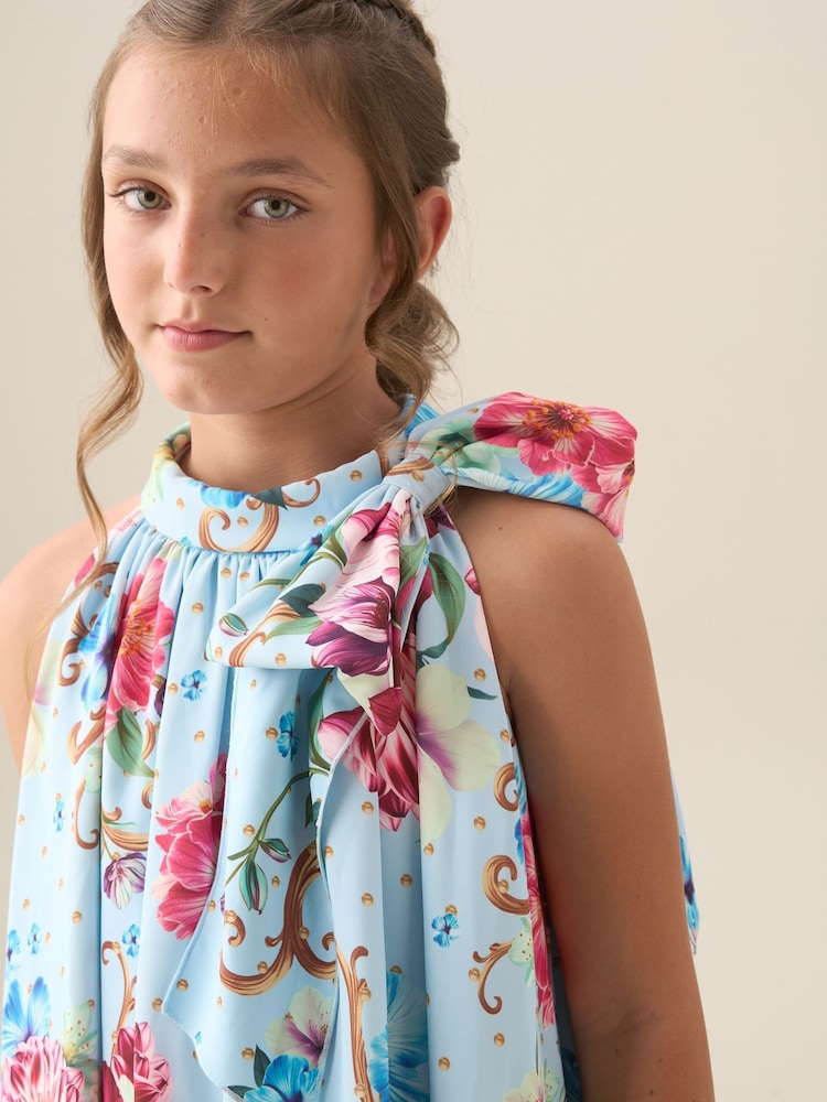 Angel & Rocket Blue Amelia White Bow Swing Dress - Image 2 of 7 Angel & Rocket Blue Amelia White Bow Swing Dress - Image 2 of 7