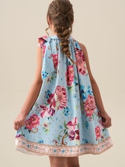 أزرق - فستان واسع أبيض مزدان بربطة Amelia من Angel & Rocket - صورة 8 من 12