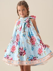 أزرق - فستان واسع أبيض مزدان بربطة Amelia من Angel & Rocket - صورة 9 من 12