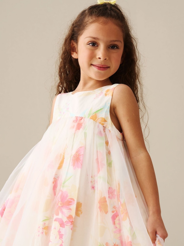 Angel & Rocket Cream April Organza Overlay Print Dress - Image 2 of 7 Angel & Rocket Cream April Organza Overlay Print Dress - Image 2 of 7