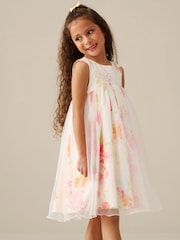 Angel & Rocket Cream April Organza Overlay Print Dress - Image 4 of 7