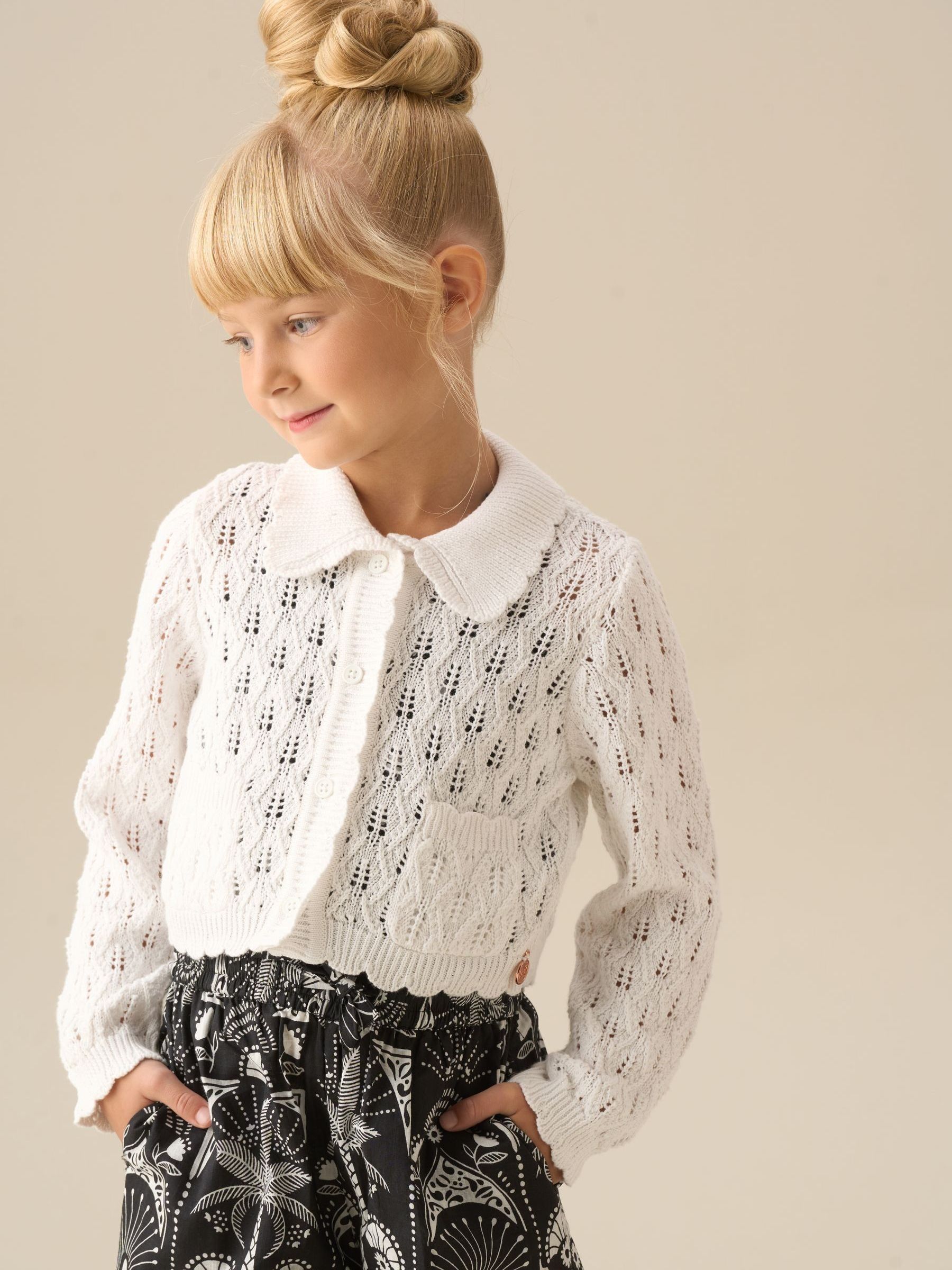 WJK　6874 wn04e　2-ply hook cardigan　L Buy Angel & Rocket White Jessica Collar Crochet Knit Cardigan from